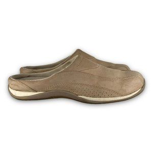 LL Bean Backless Mule Sneakers 5455 Suede Low Top Slip On Beige Women 10M